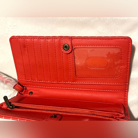 Universal Thread Orange-Red Snap Wallet with White Stitching New with Tags NWT - Picture 6 of 12